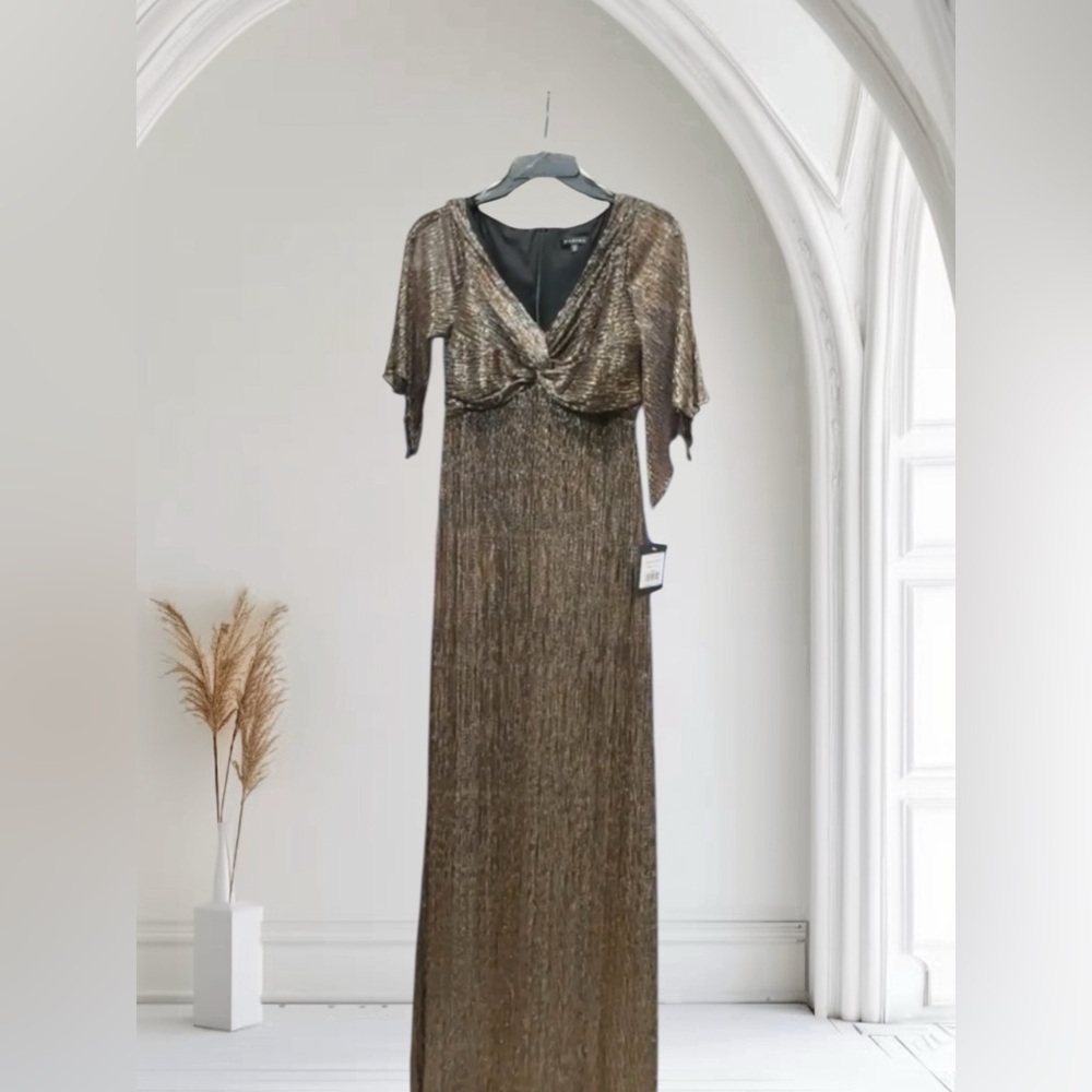 Marina Butterfly Sleeves Evening Gown - Picture 4 of 7